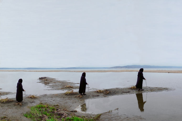 Helène Aylon (1931 - 2020; born, Brooklyn, NY; died, New York, NY), I Will Wait for the Landing, 2014. Color photograph mounted on board; 45.7 × 76.2 cm. Collection of Helène Aylon Estate, Courtesy of Leslie Tonkonow Artworks + Projects, New York